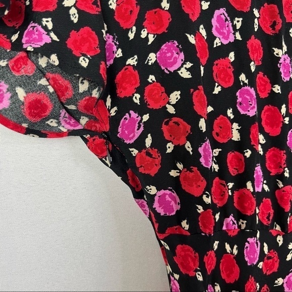 Zara Pink & Red Floral Short Sleeve A-Line Maxi Dress XS - Picture 6 of 7